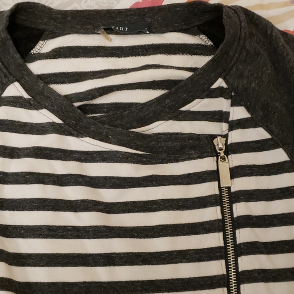 Tart Zip Up Sweatshirt Jacket Wrap Side Zip StripeGrey White Women's Small S - Picture 6 of 11